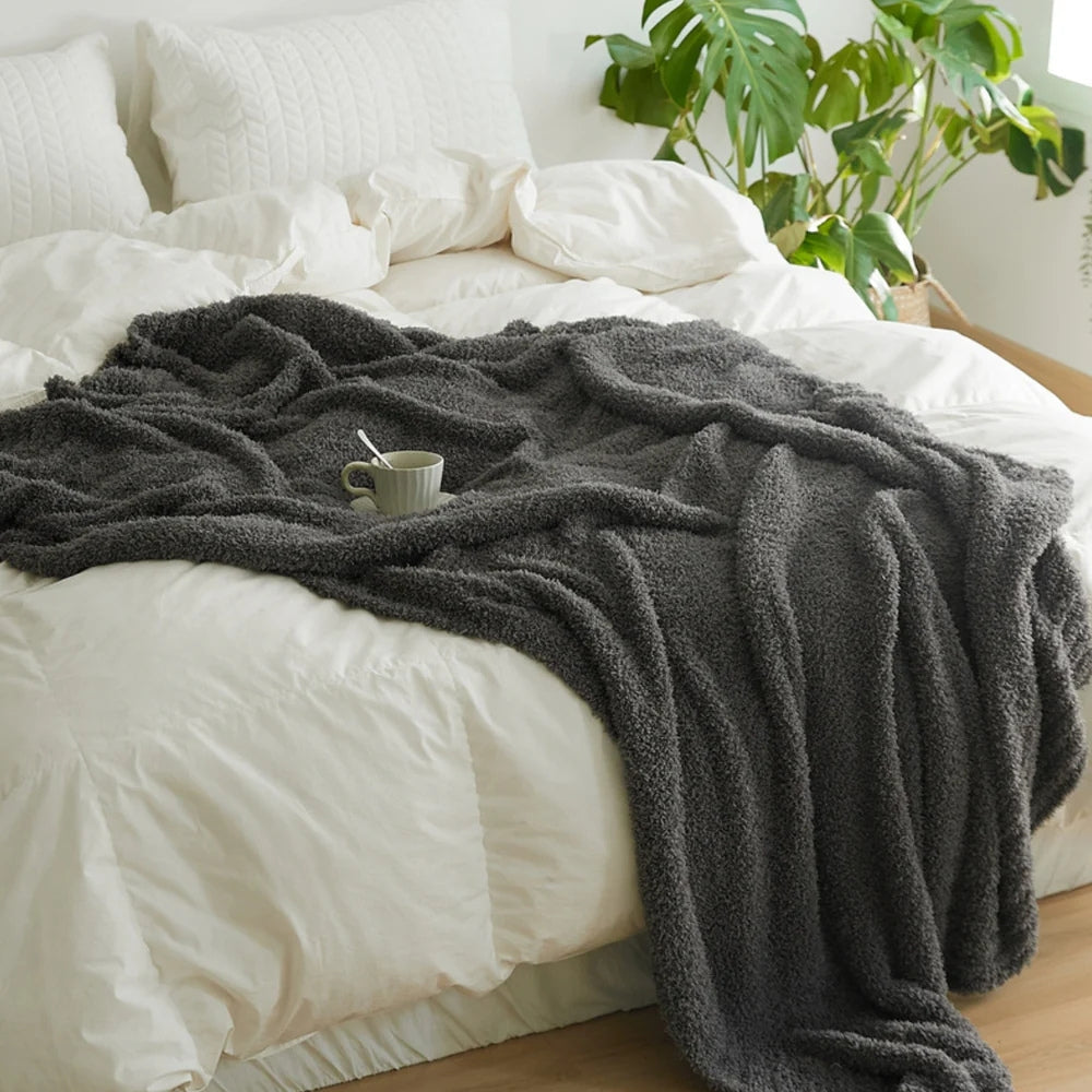 Soft Nest Minimalist Knit Throw Blanket — product in use