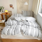 Soft Stripe and Tassel Quilt Set | 3pcs — product detail view
