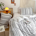 Soft Stripe and Tassel Quilt Set | 3pcs — product in use