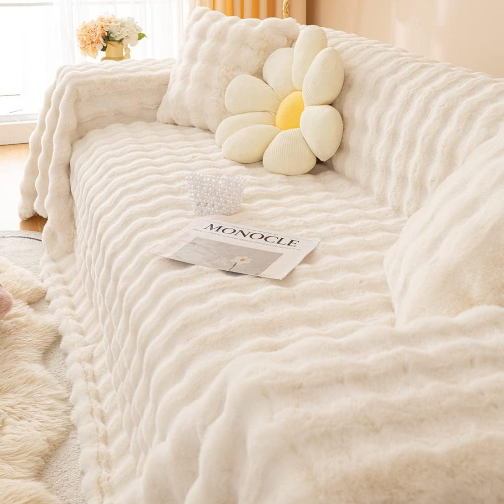 Rabbit Faux Fur Blanket Soft Sofa Cover — additional view