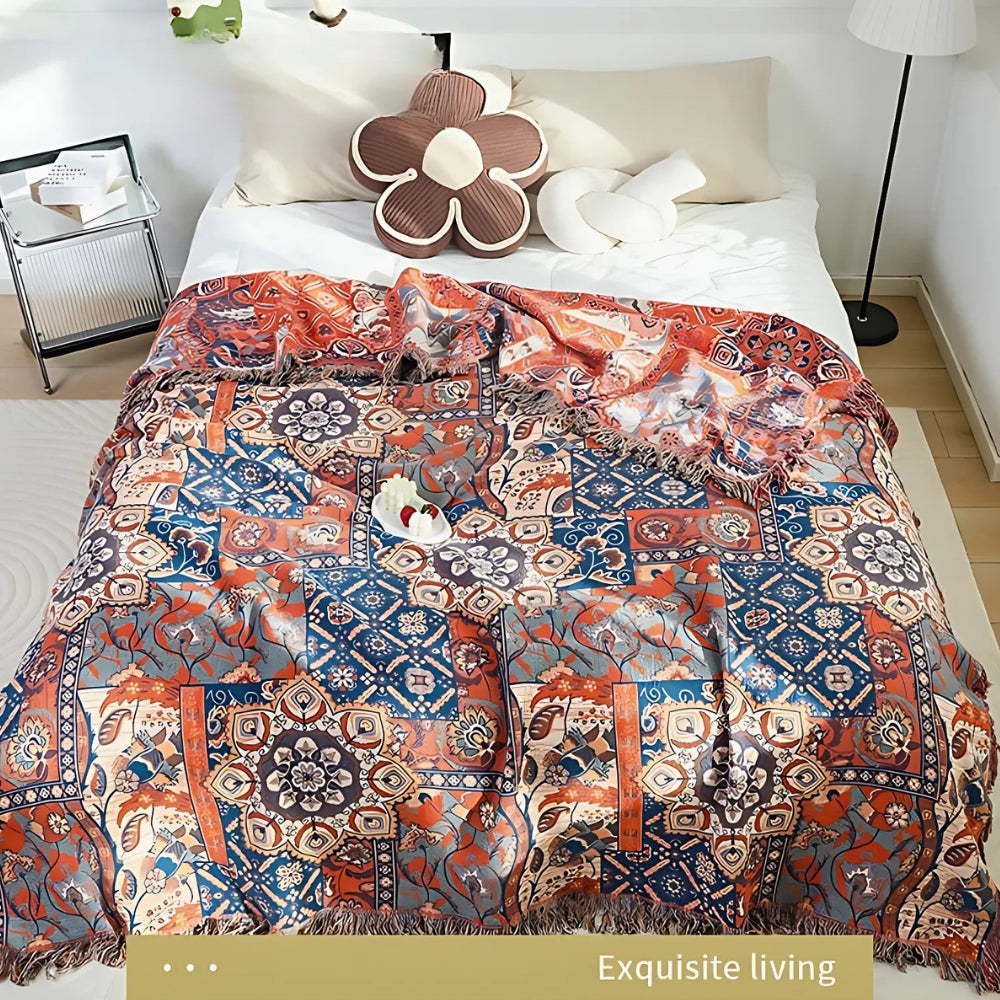 Solea Floral Jacquard Cotton Throw Blanket — product detail view