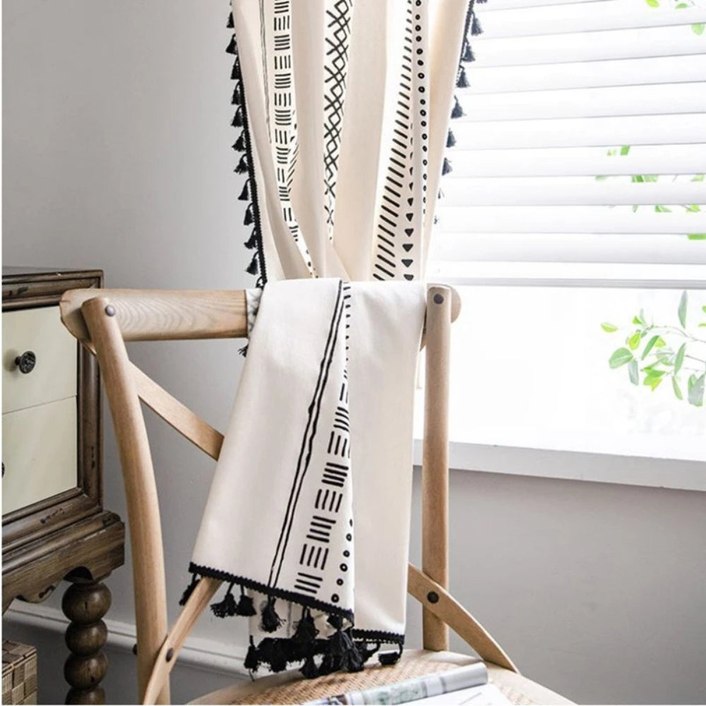 Solstice Loom Artisan Tassel Curtain — size and scale reference