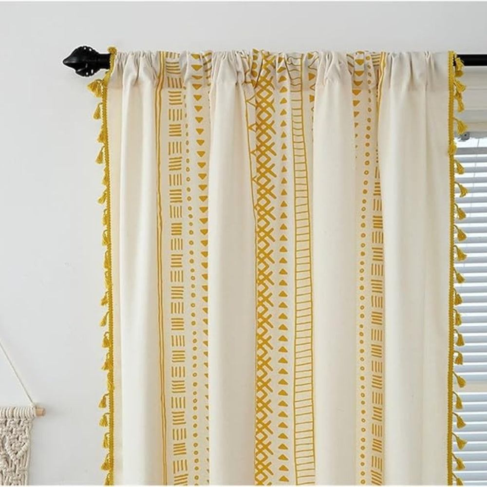 Solstice Loom Artisan Tassel Curtain — product in use