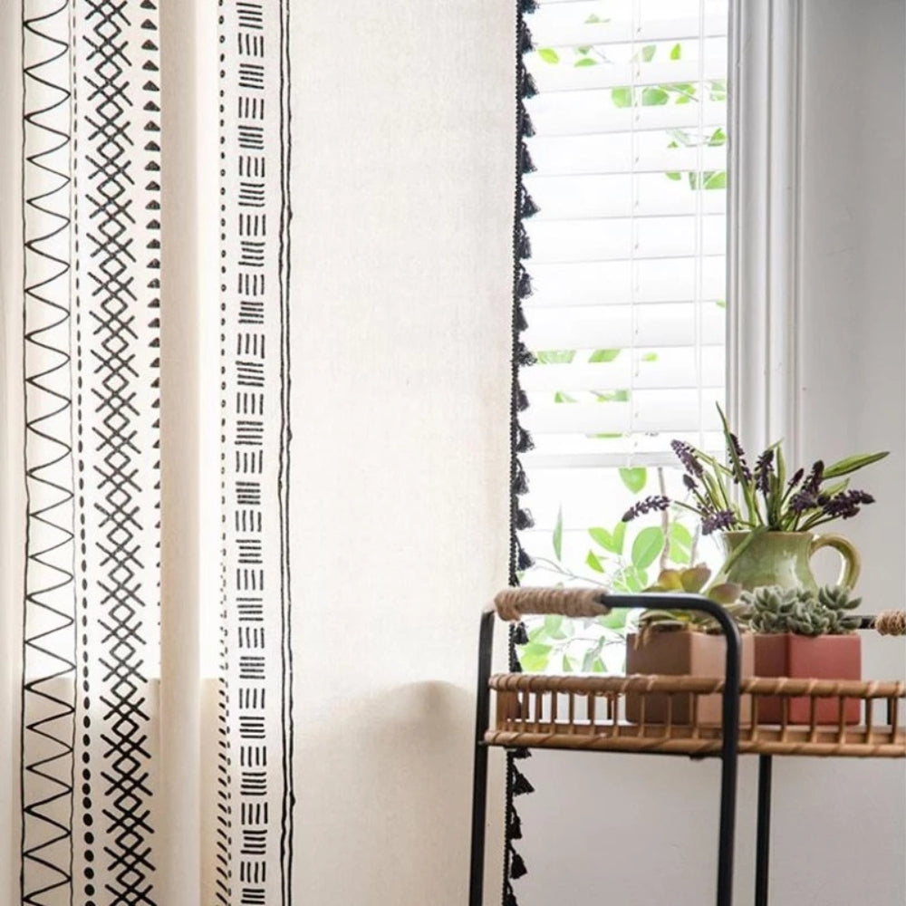 Solstice Loom Artisan Tassel Curtain — product close-up
