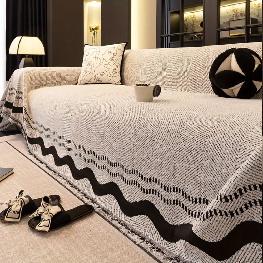 Sora Line Tasseled Sofa Cover — product close-up