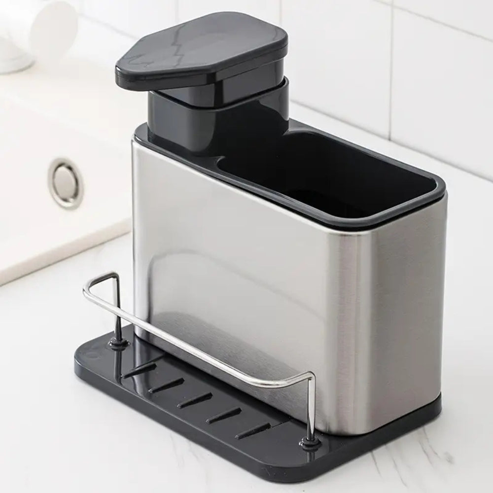 Stainless Steel Dish Soap Dispenser & Utensil Rack — additional view