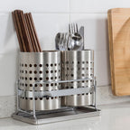 Stainless Steel Utensil Holder with Hole — product in use