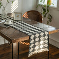 Stitching Tassel Diamond Table Runner — alternate angle view