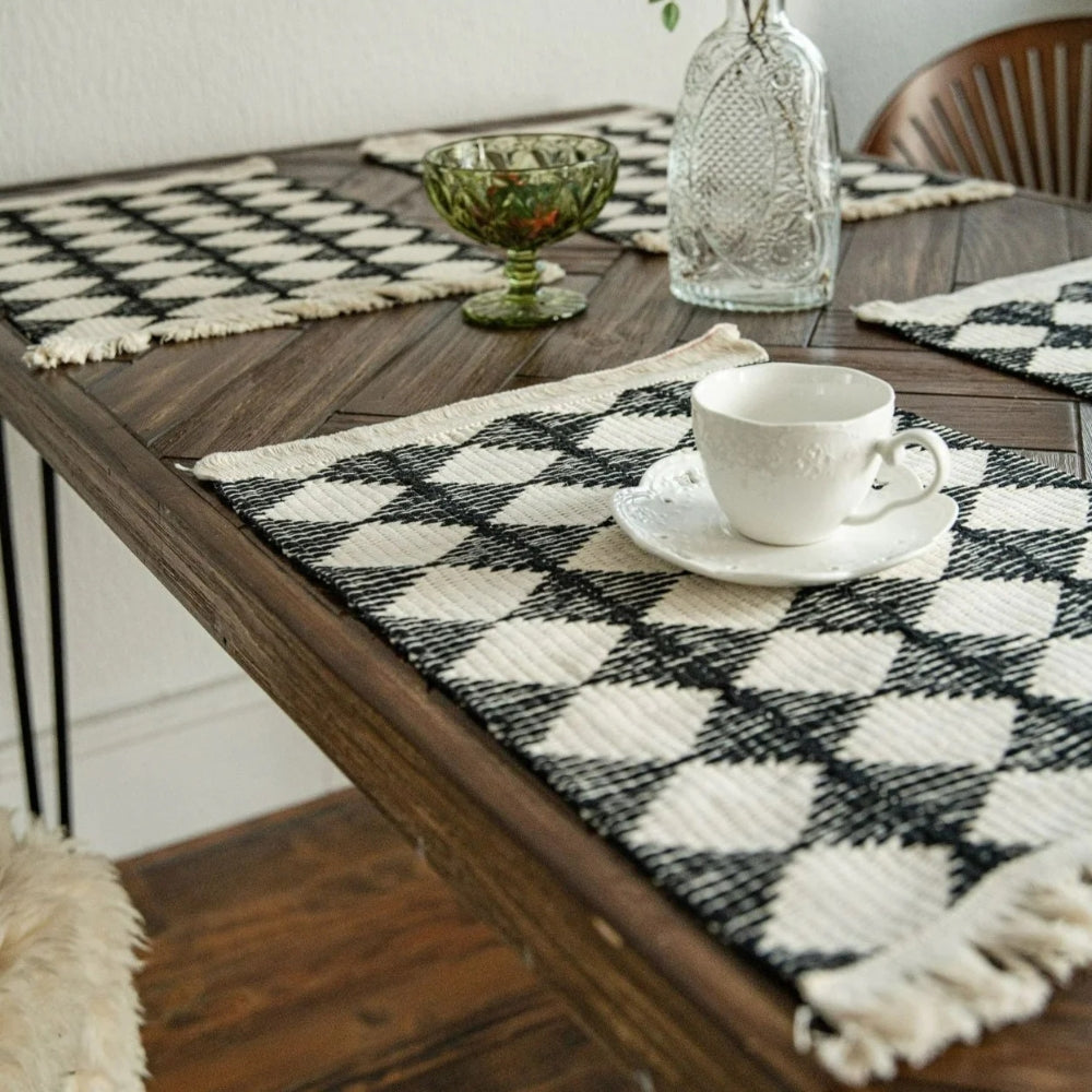 Stitching Tassel Diamond Table Runner — additional view