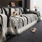 Stone Bohemian Fringe Sofa Cover