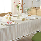 Classic Striped Tassel Table Cloth — product close-up