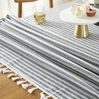 Classic Striped Tassel Table Cloth — product in use