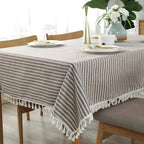 Classic Striped Tassel Table Cloth — product detail view