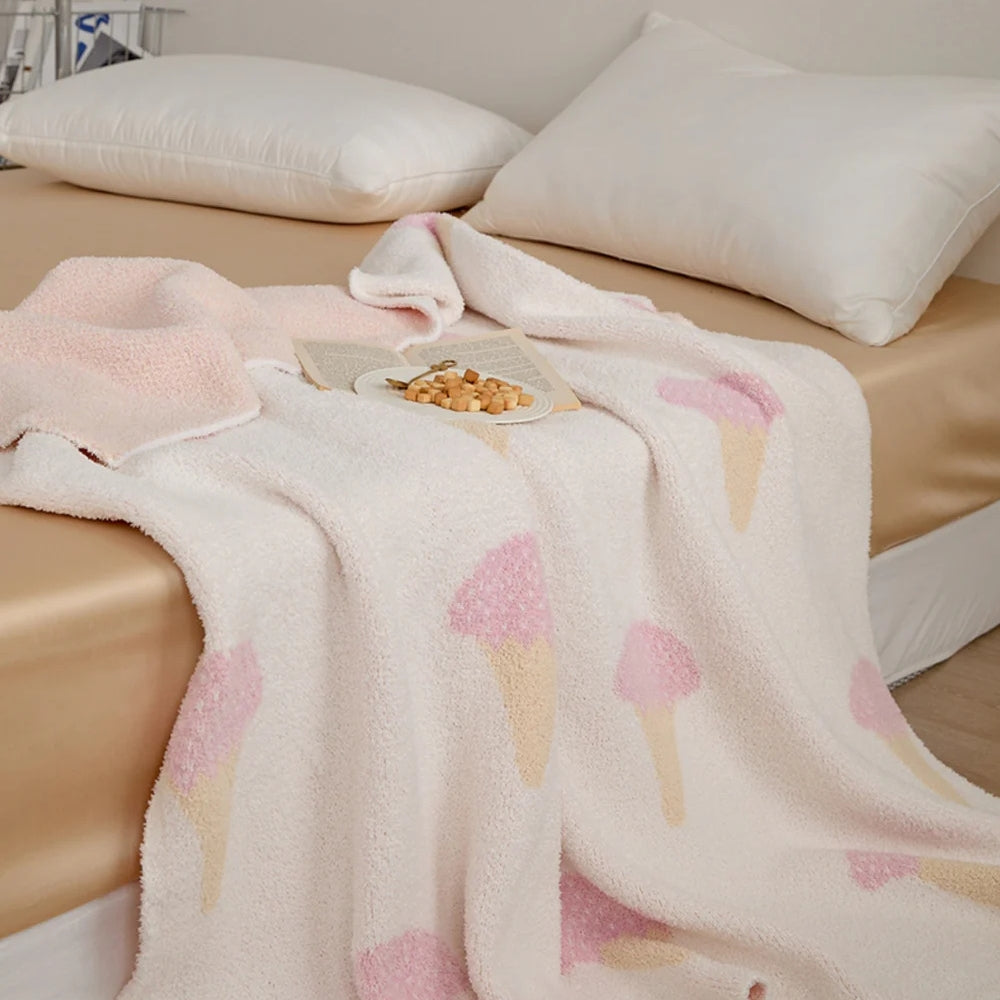 Sucrée Icecream Soft Knit Throw Blanket — lifestyle shot