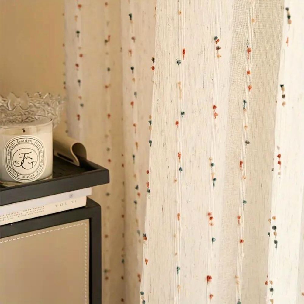 Sugar Bean Rainbow Tulle Curtain — product in use