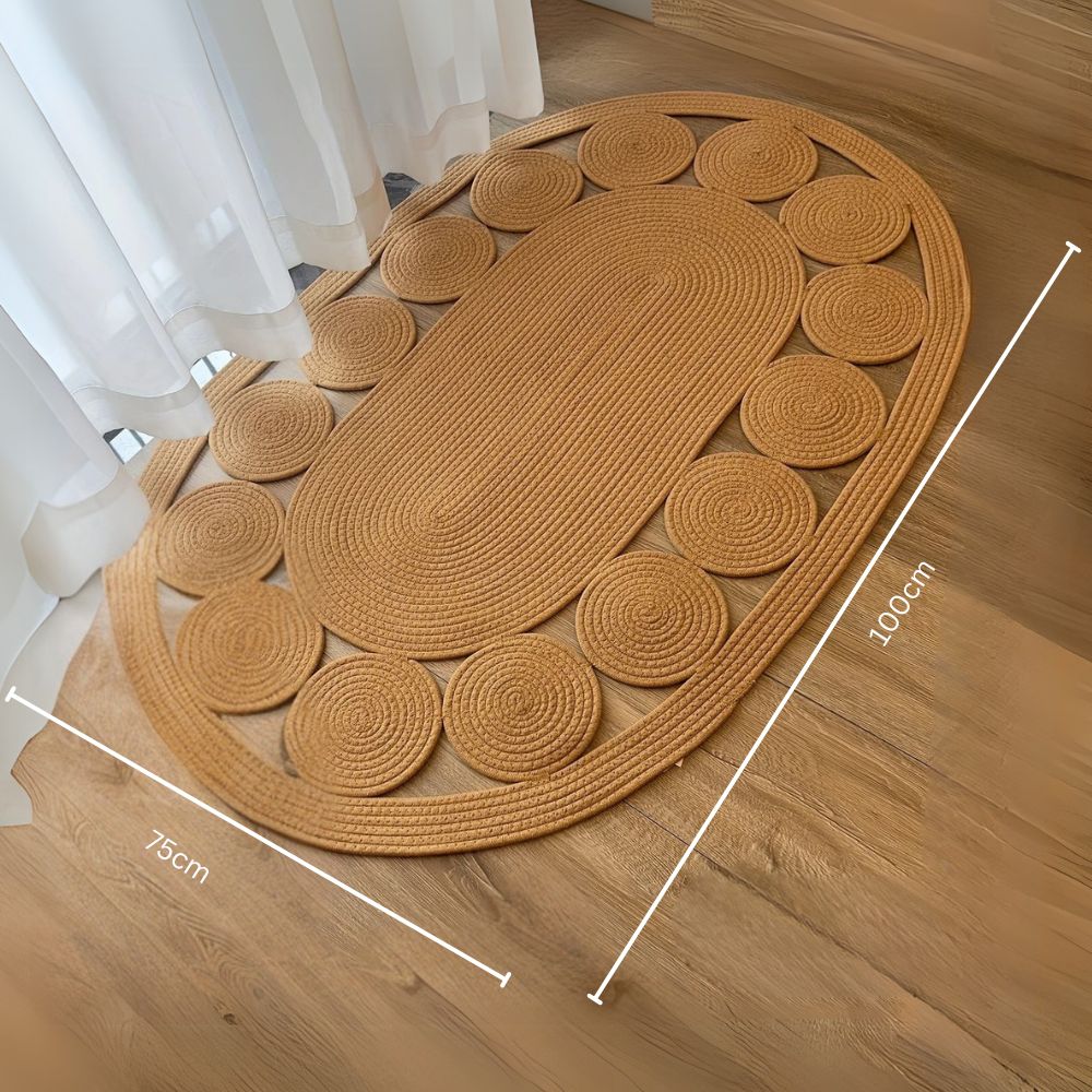 Sun Spiral Oval Boho Rug — product in use
