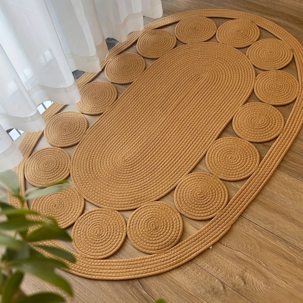 Sun Spiral Oval Boho Rug — main product photo