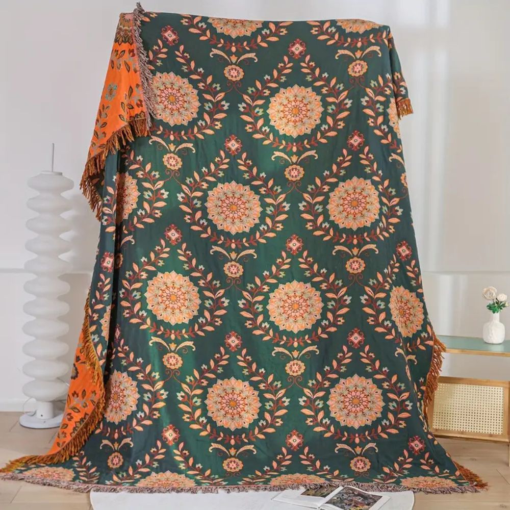 Sunfern Vintage Reversible Cotton Blanket — alternate angle view