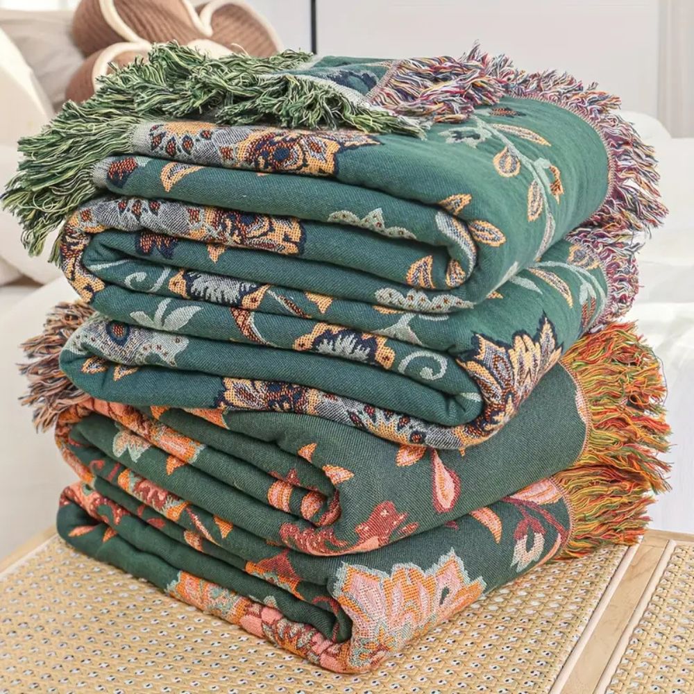 Sunfern Vintage Reversible Cotton Blanket — product in use