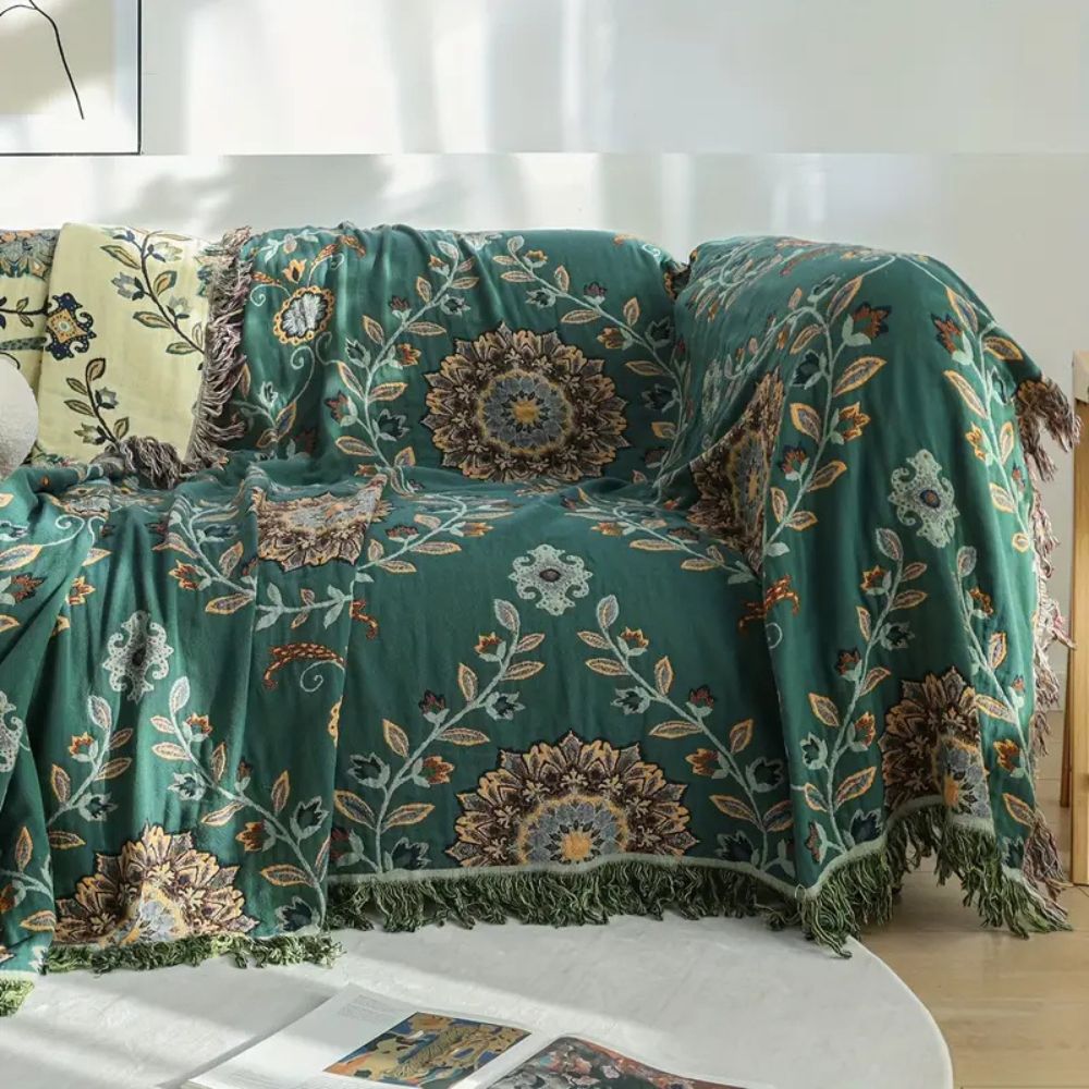 Sunfern Vintage Reversible Cotton Blanket — lifestyle shot