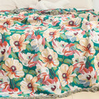 Sunlit Floral Tassel Cotton Blanket — product detail view