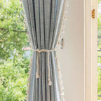 Sunlit Stripes Sheer Tassel Curtain — product detail view