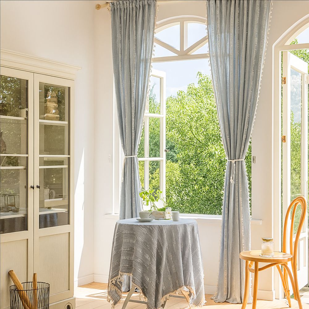 Sunlit Stripes Sheer Tassel Curtain — main product photo