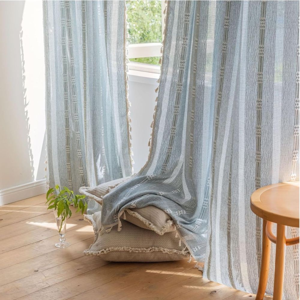 Sunlit Stripes Sheer Tassel Curtain — additional view
