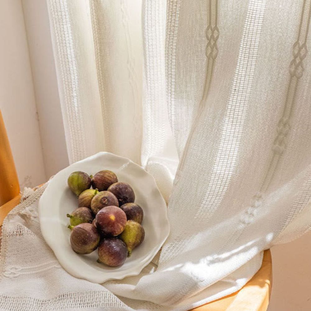 Sunlit Stripes Sheer Tassel Curtain — size and scale reference