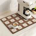 Retro Tile Design Absorbent Coffee Mat — additional view