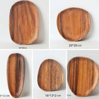Oval Shaped Acacia Wood Serving Trays Set — alternate angle view