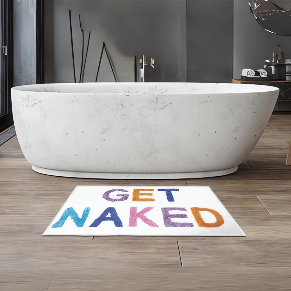 "Get Naked" Funny Bathroom Mat — material texture close-up