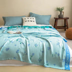 Blue Floral Bamboo Fibre Cooling Blanket — main product photo