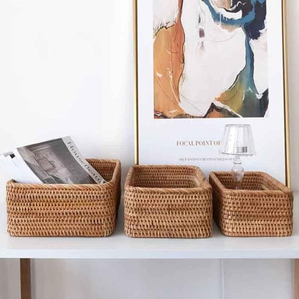 Artisan Rectangular Rattan Storage Basket — product feature detail