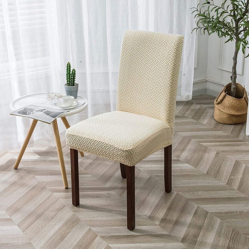 Sylva Jacquard Velvet Stretch Dining Chair Cover — material texture close-up