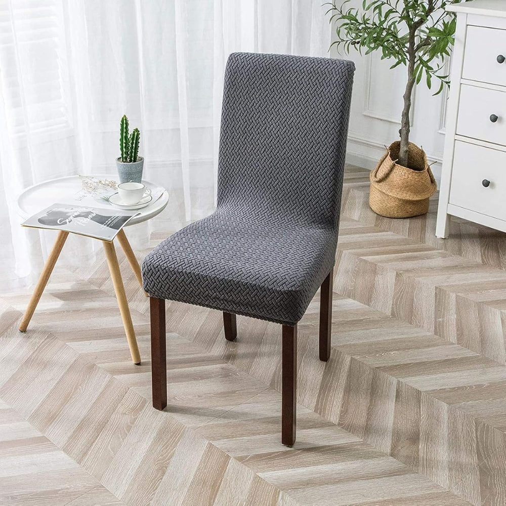 Sylva Jacquard Velvet Stretch Dining Chair Cover — alternate angle view