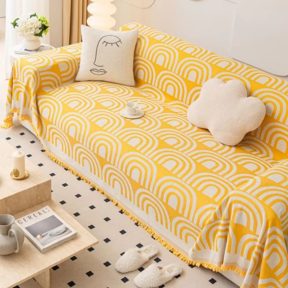 Symmetrical Half-Arch Chenille Sofa Cover — main product photo