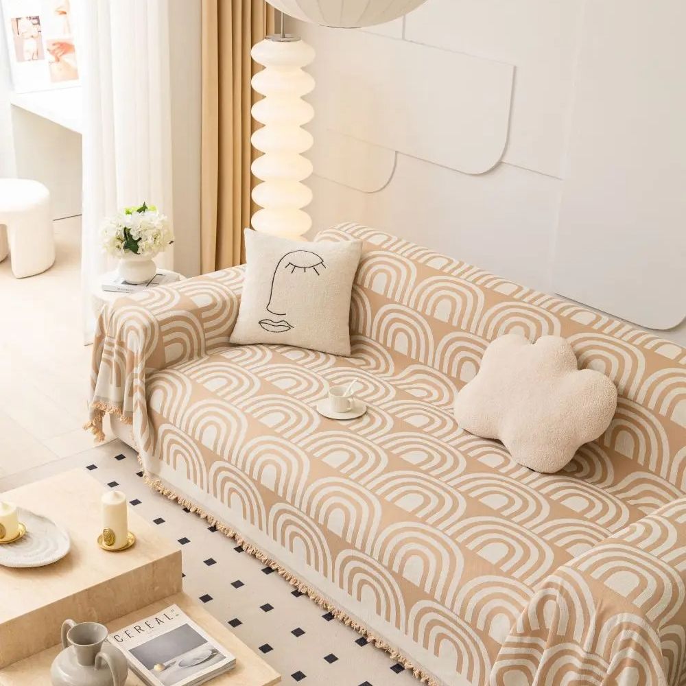 Symmetrical Half-Arch Chenille Sofa Cover — product detail view