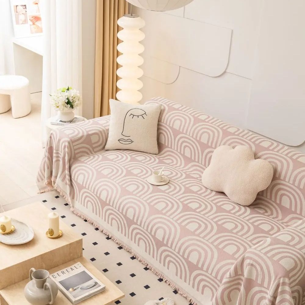 Symmetrical Half-Arch Chenille Sofa Cover — alternate angle view