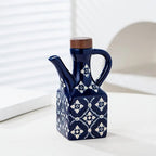 Talavera Ceramic Wooden Lid Oil Dispenser Bottle — product detail view