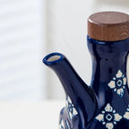 Talavera Ceramic Wooden Lid Oil Dispenser Bottle — product close-up