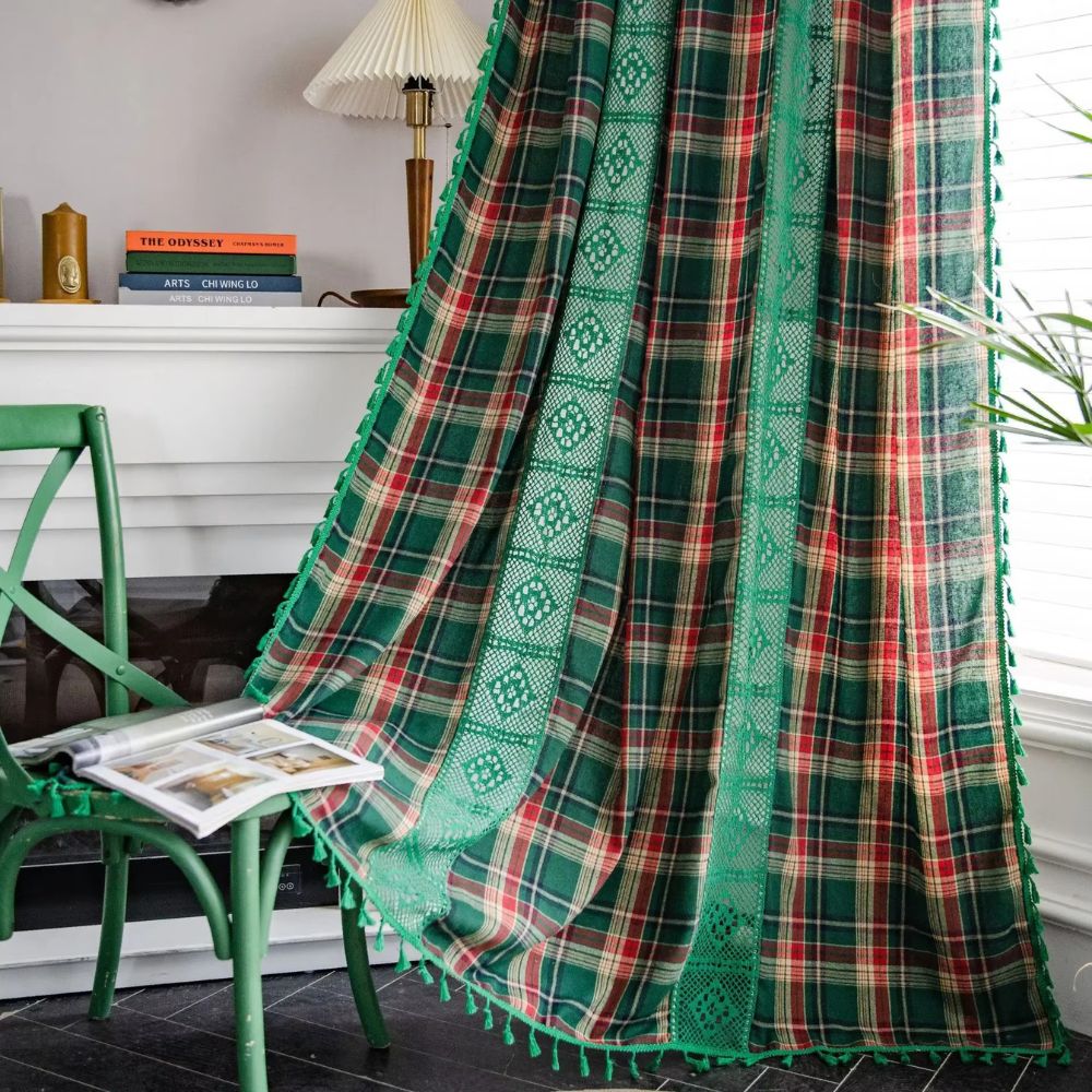 Tartan Crochet Lace Tassel Curtain — main product photo