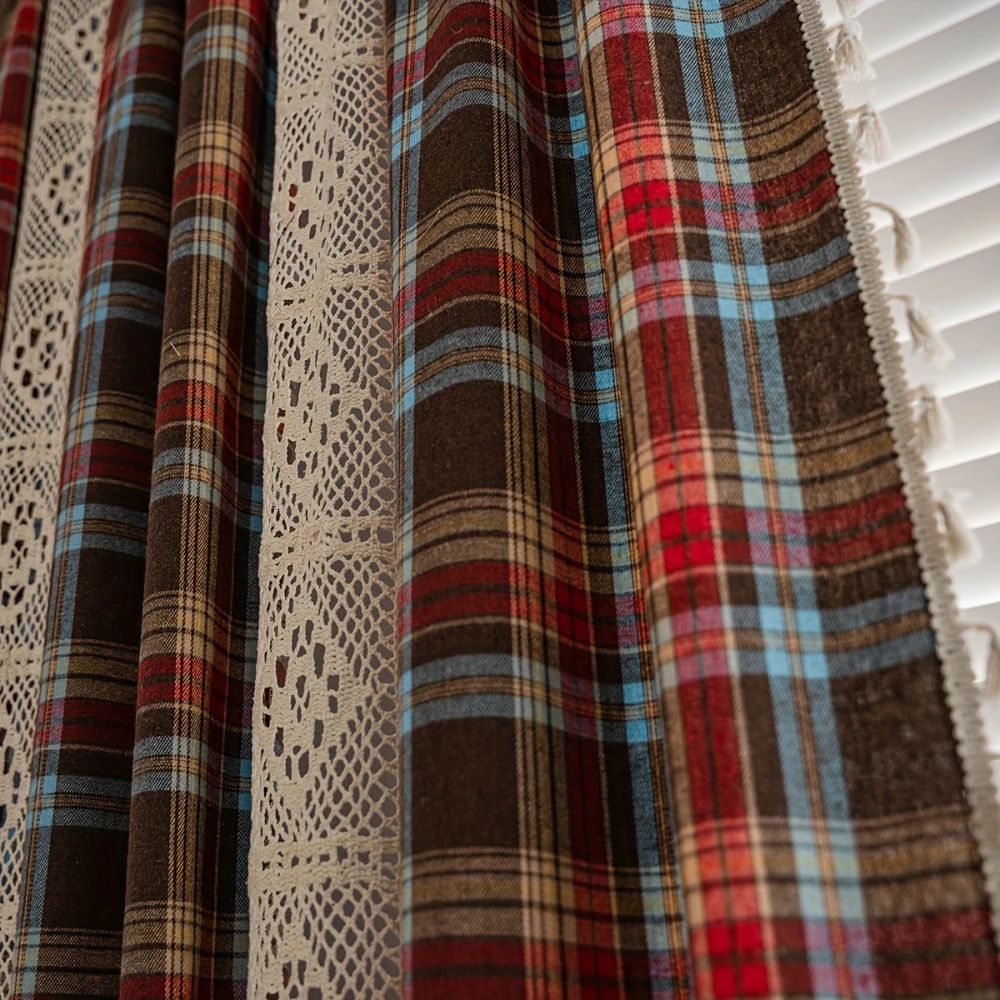 Tartan Crochet Lace Tassel Curtain — size and scale reference