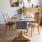 Tasseled Diamond Checkered Table Runner — alternate angle view
