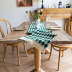 Tasseled Diamond Checkered Table Runner — product feature detail