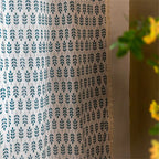 Teal Blue Leaves Semi Sheer Curtains — lifestyle shot