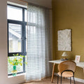 Teal Blue Leaves Semi Sheer Curtains — main product photo