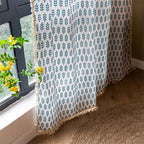 Teal Blue Leaves Semi Sheer Curtains — additional view