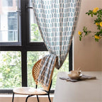 Teal Blue Leaves Semi Sheer Curtains — product detail view