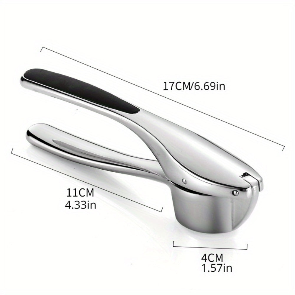 Minimalist Stainless Garlic Squeezer with Non-Slip Handle — alternate angle view